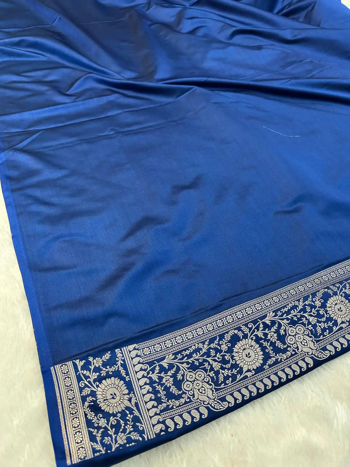 Royal Blue Mashru Katan Silk Banarasi Saree