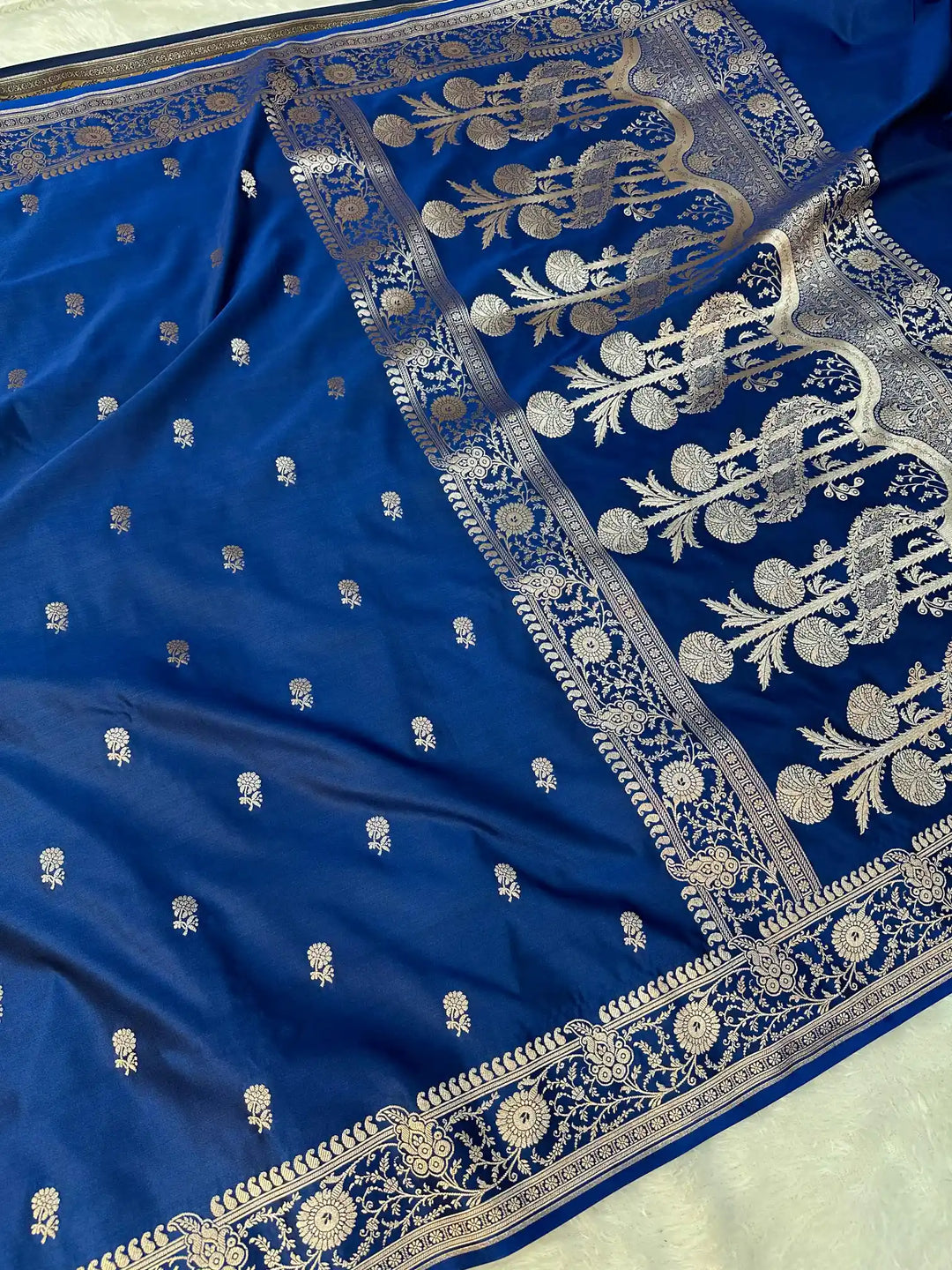 Royal Blue Mashru Katan Silk Banarasi Saree