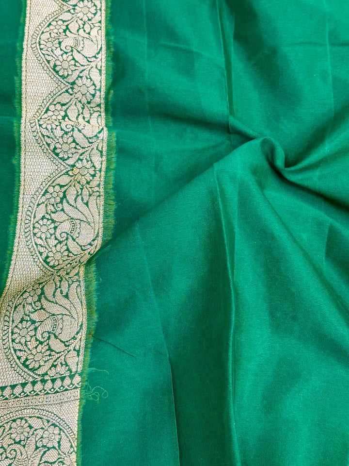 Emerald Green Chiffon Khaddi Buta Banarasi Saree