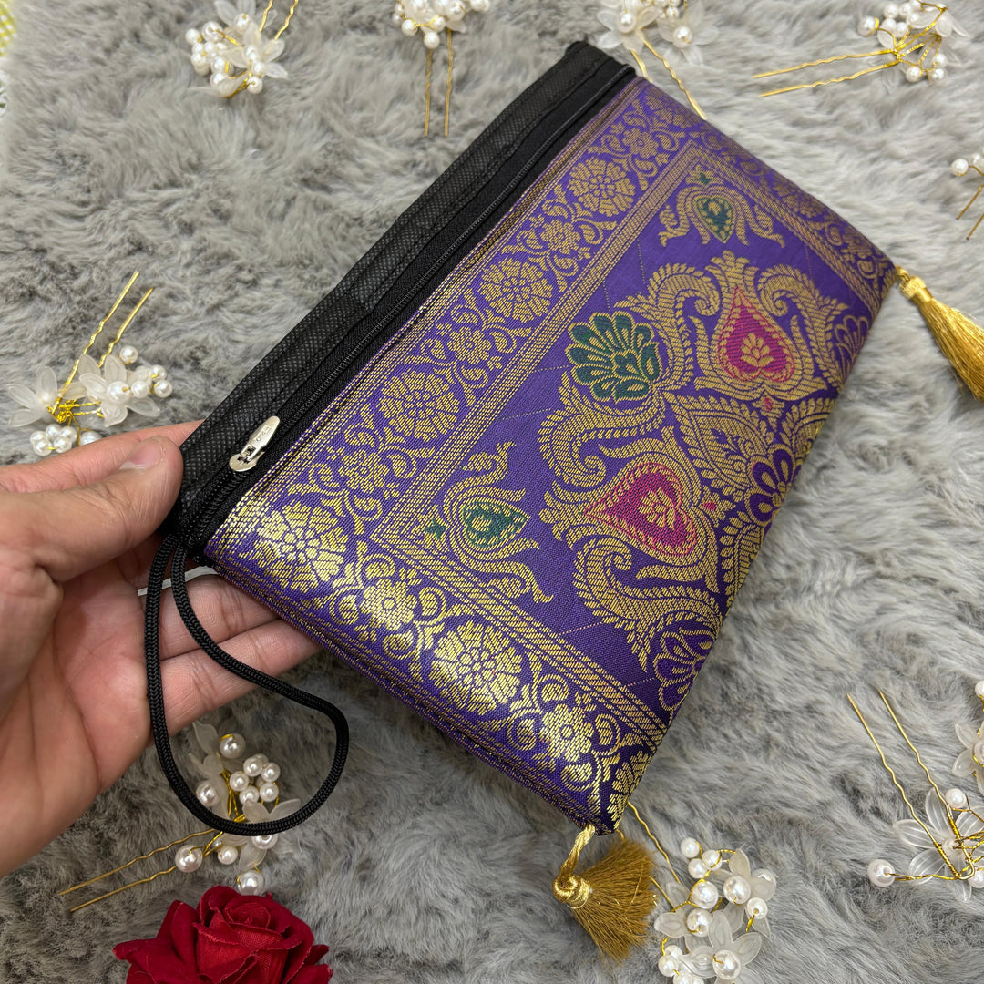 Exclusive Purple Handmade Banarasi Women Wallets