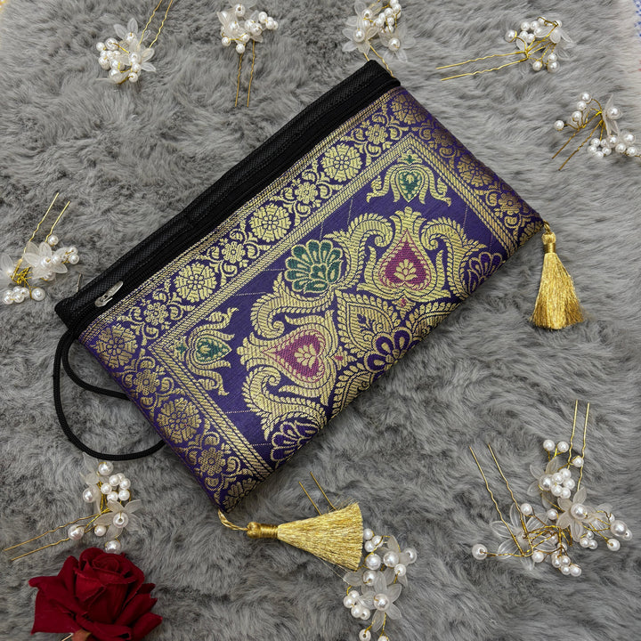 Exclusive Purple Handmade Banarasi Women Wallets