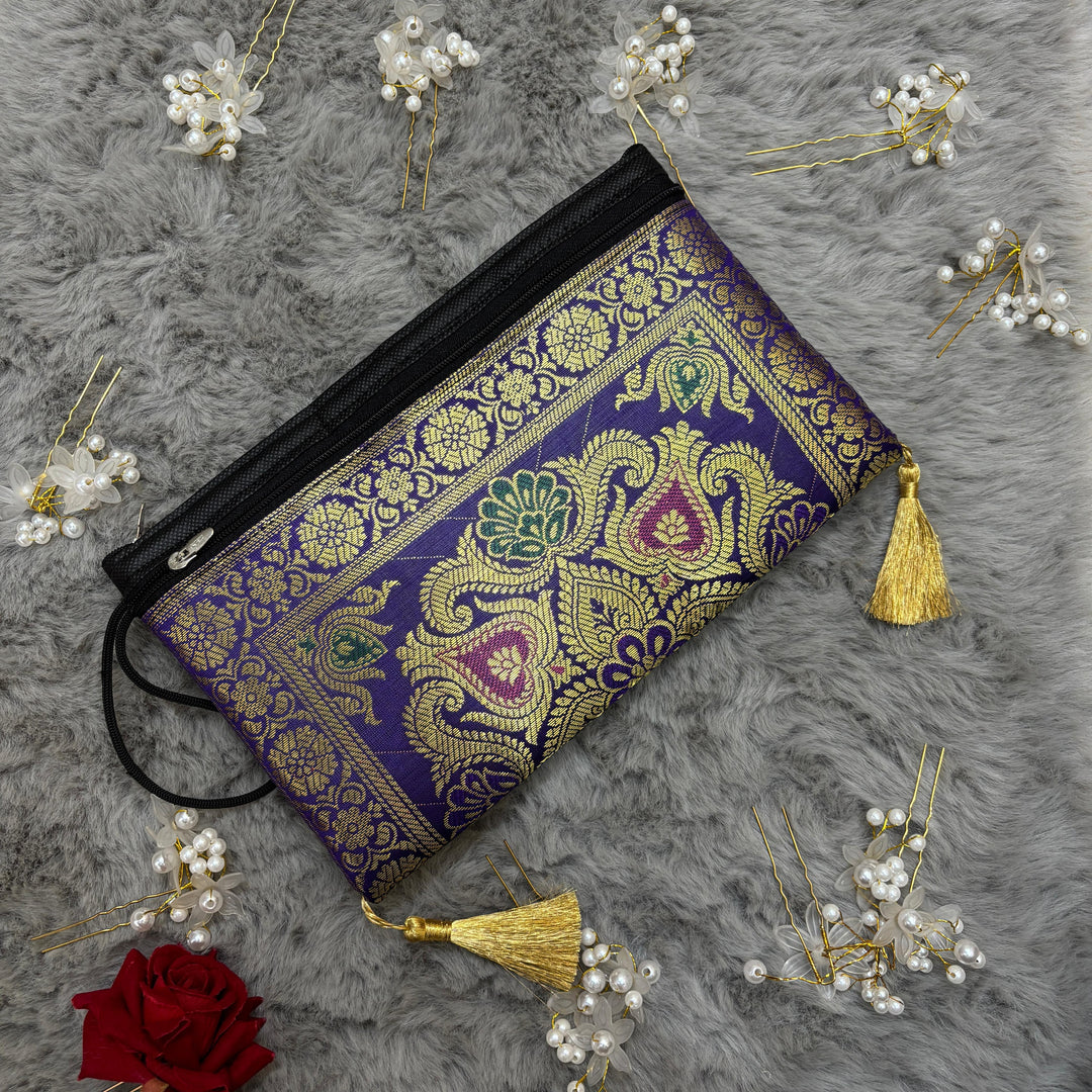 Exclusive Purple Handmade Banarasi Women Wallets