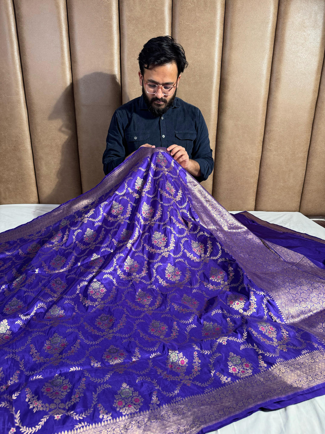 Exclusive Purple Shade Pure Katan Banarasi Silk Saree