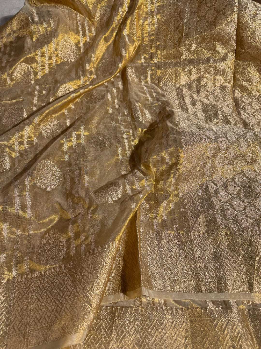 Exclusive Copper Tissue Silk Saree with rich pallu and blouse