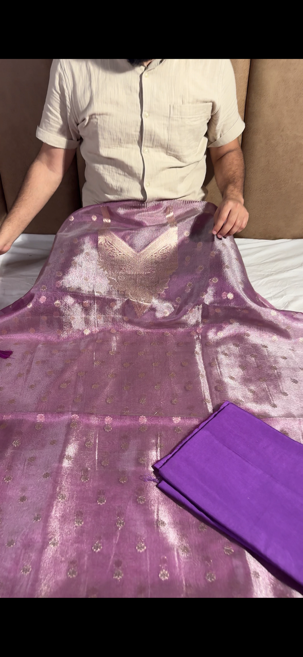 Exclusive Light Purple Colour Tissue Silk Suit