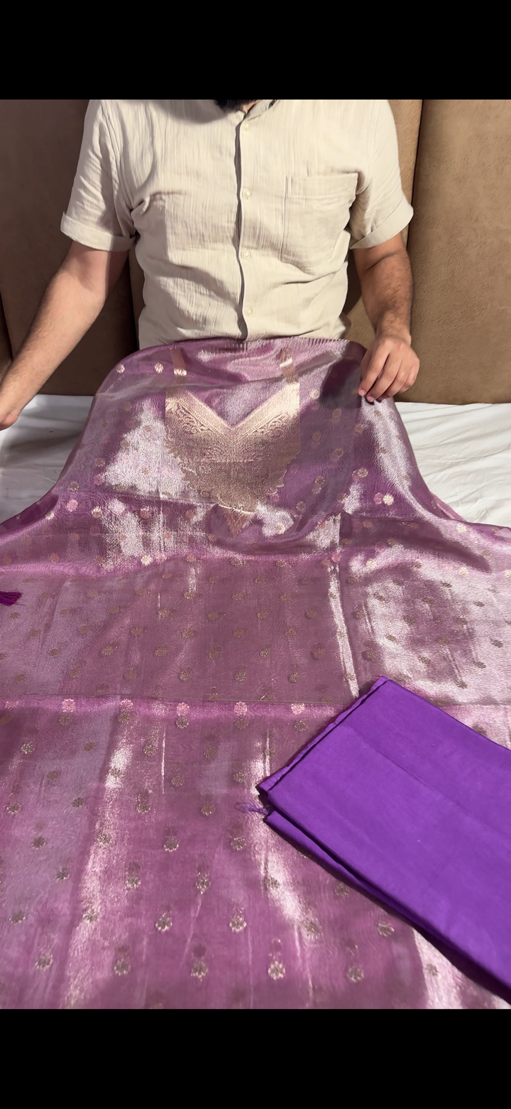 Exclusive Light Purple Colour Tissue Silk Suit