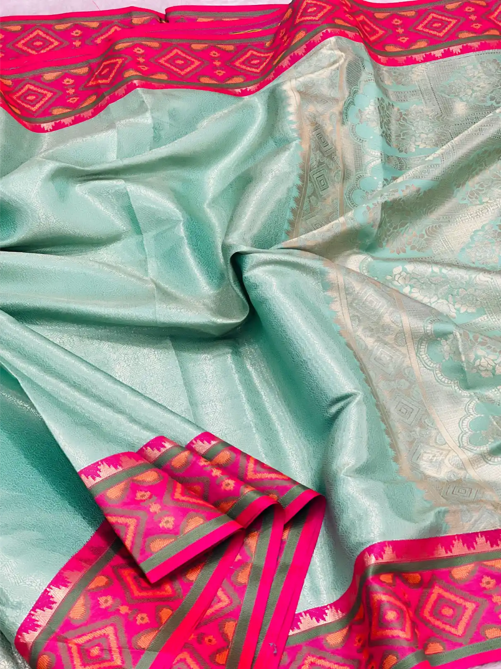 Exclusive Soft Tissue Silk Saree with Pochampally Borders