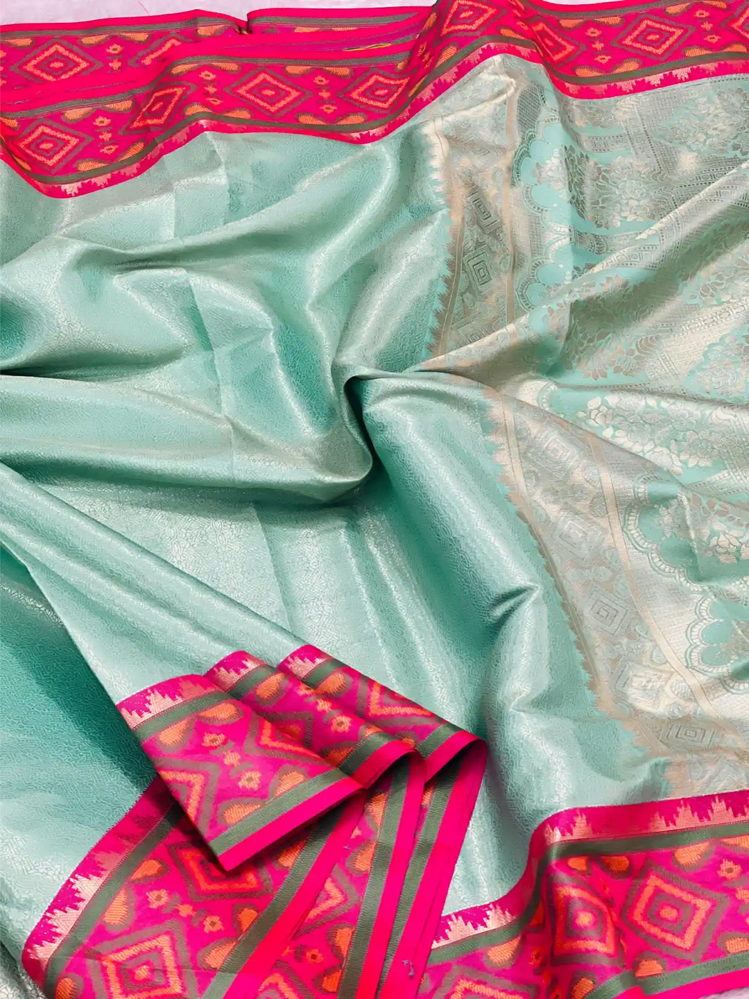 Exclusive Soft Tissue Silk Saree with Pochampally Borders