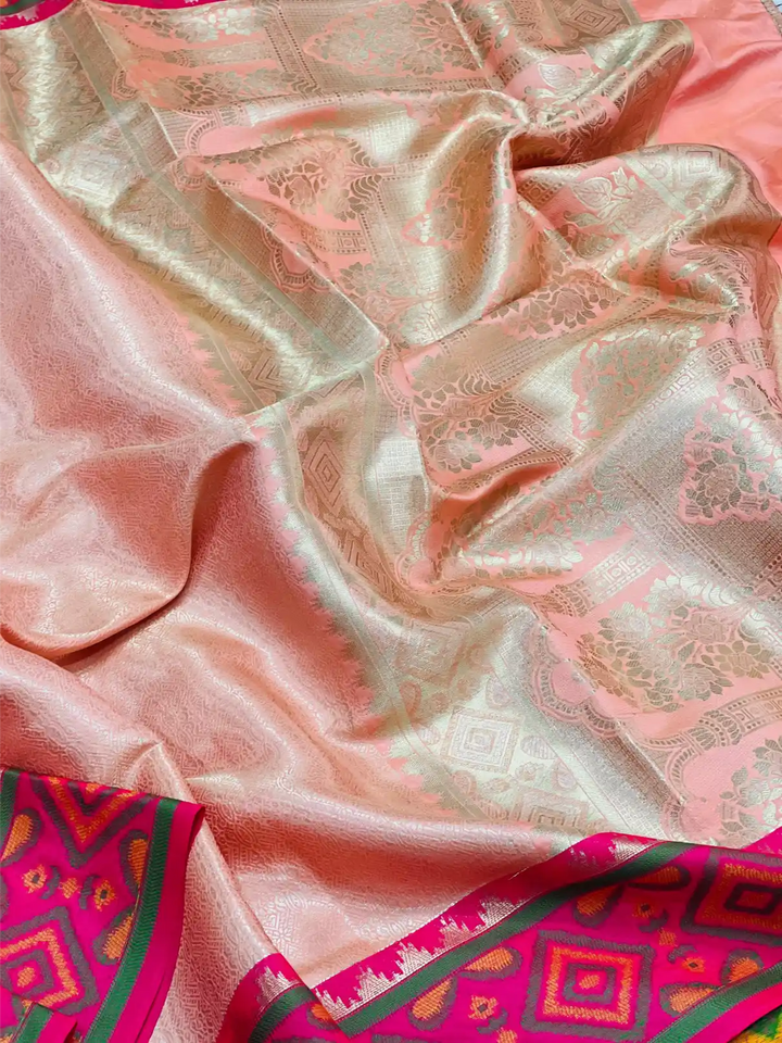 Exclusive Soft Tissue Silk Saree with Pochampally Borders