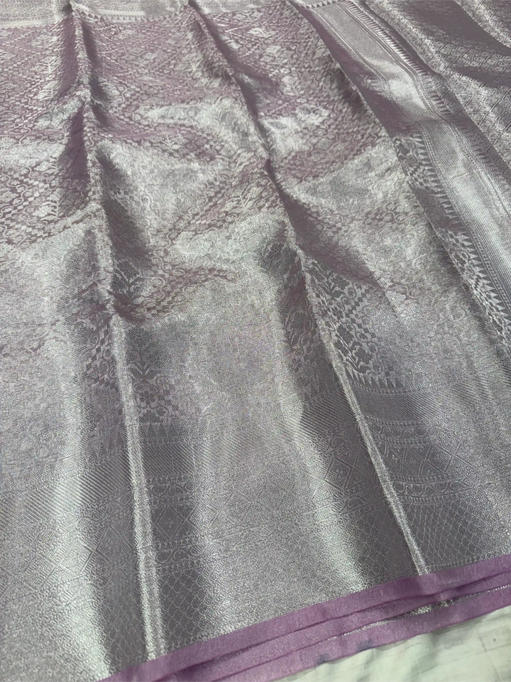 Eye Soothing Glass Tissue Silk Ikkat Weave Banarasi Saree
