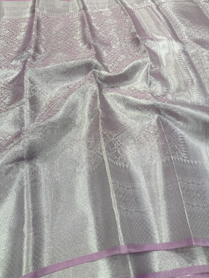 Eye Soothing Glass Tissue Silk Ikkat Weave Banarasi Saree