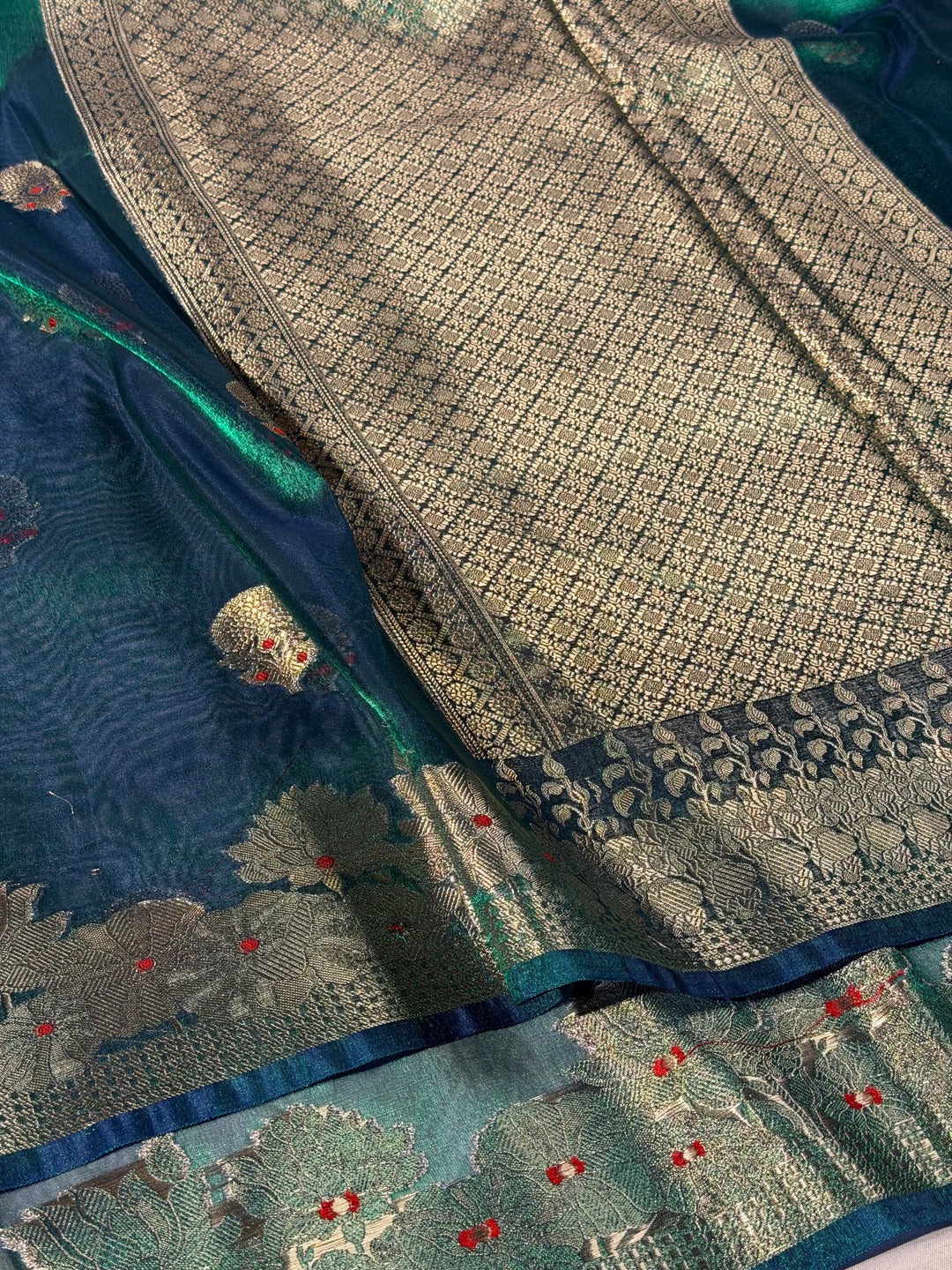 Rare Peacock Soft Tissue Silk Meenakari Buta Saree
