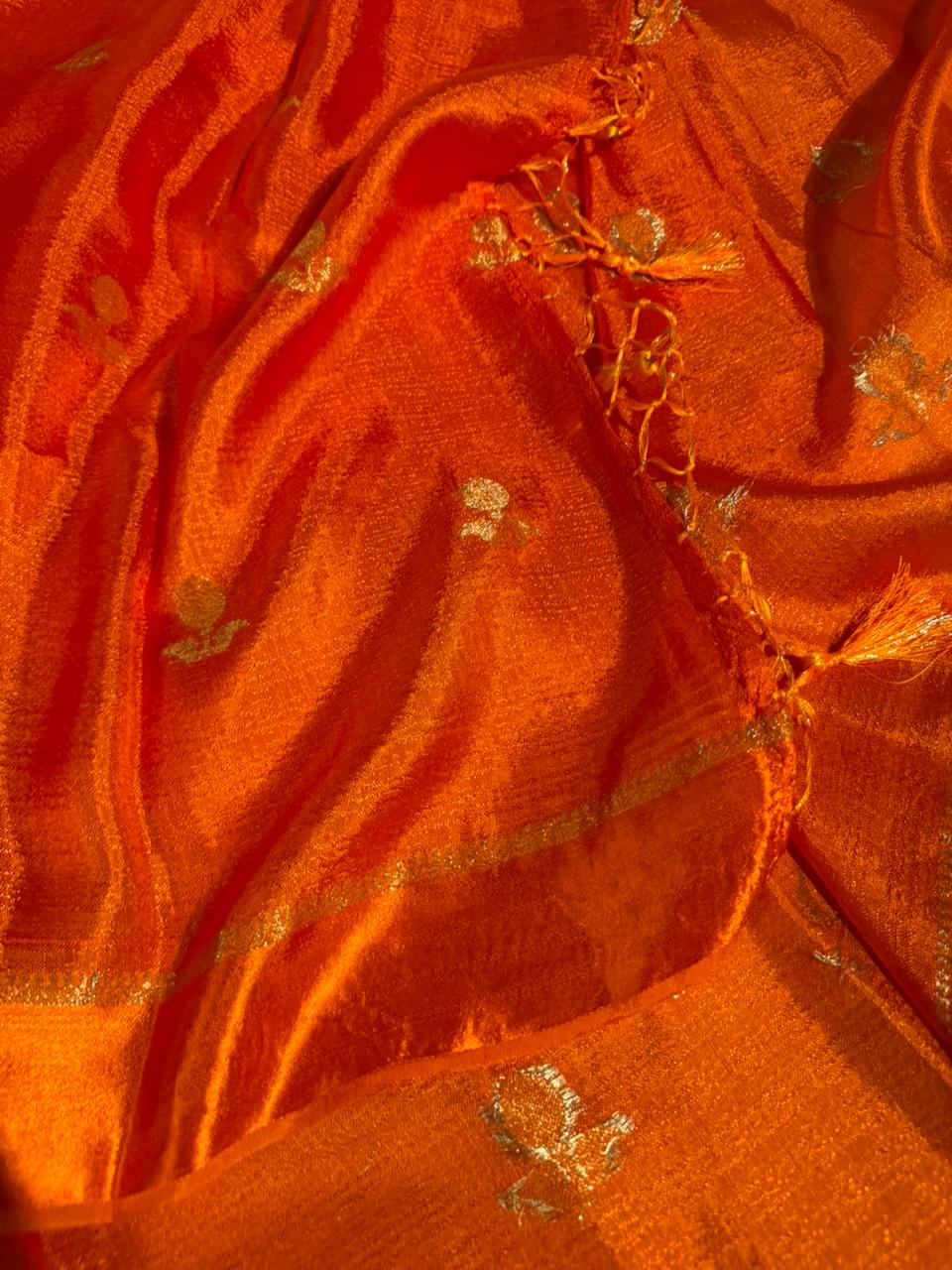Fanta Orange Extremely Soft Georgette Silk Banarasi Saree