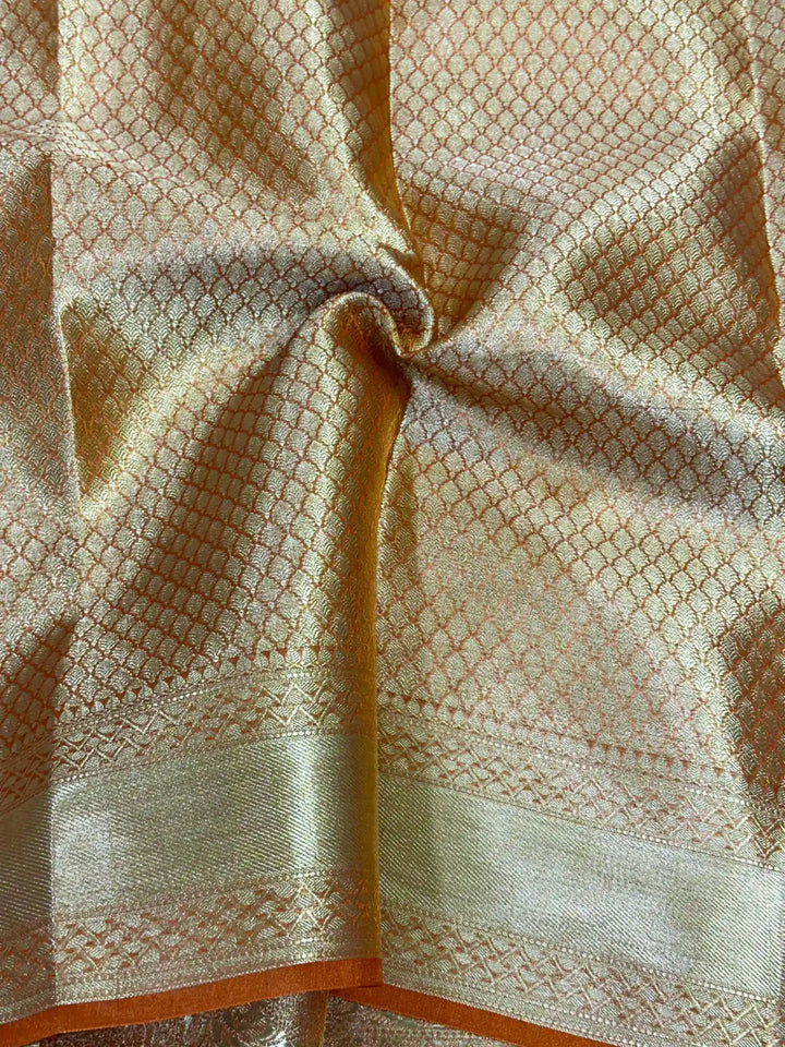 Fanta Orange Pure Tissue Silk Banarasi Saree