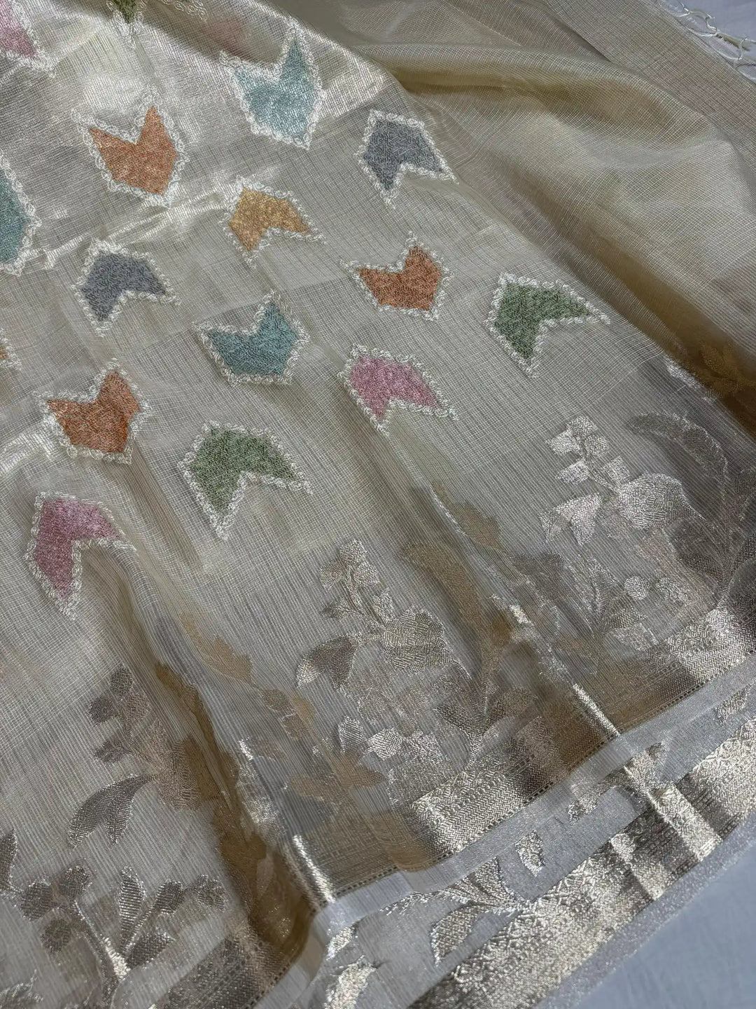 First Time Tissue Kota Multi Chikankari Design with Rich Zari Pallu and Blouse