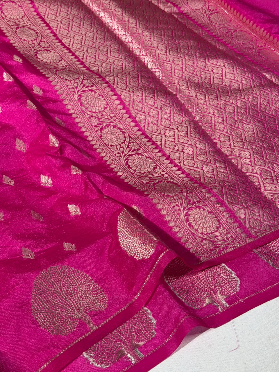 Rani Pink Traditional Chinia Silk Banarasi Saree