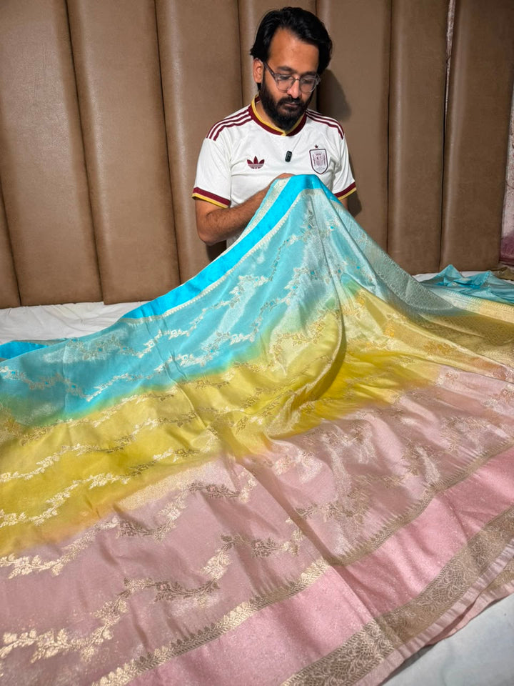 Pastel Ombré Extremely Soft Tissue Banarasi Saree