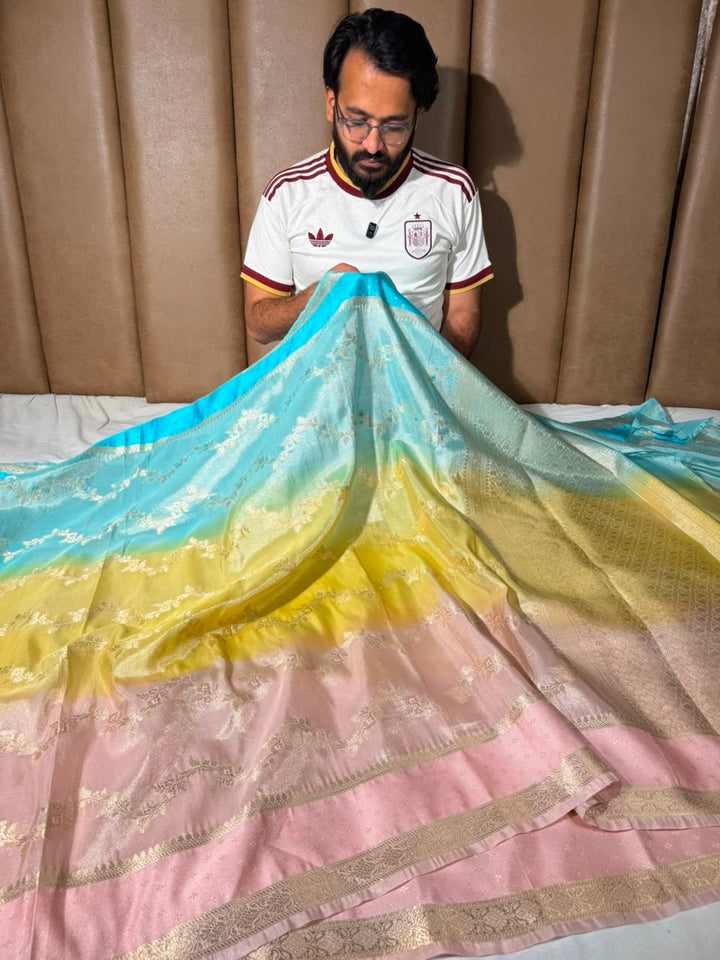 Pastel Ombré Extremely Soft Tissue Banarasi Saree