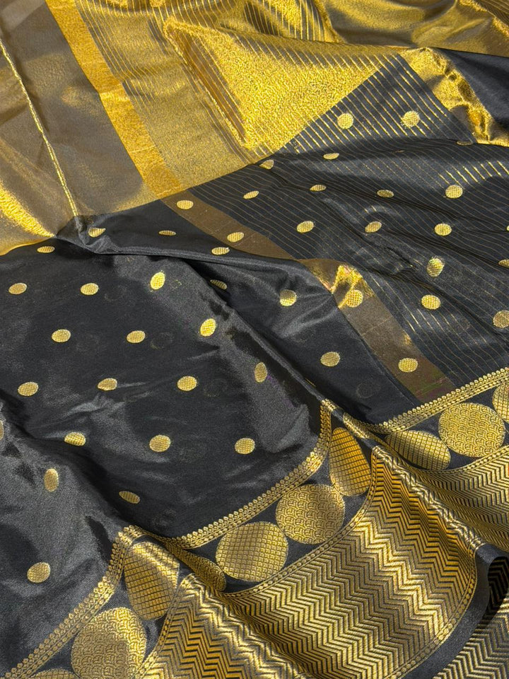 Copper black Half Tissue Silk Banarasi Saree