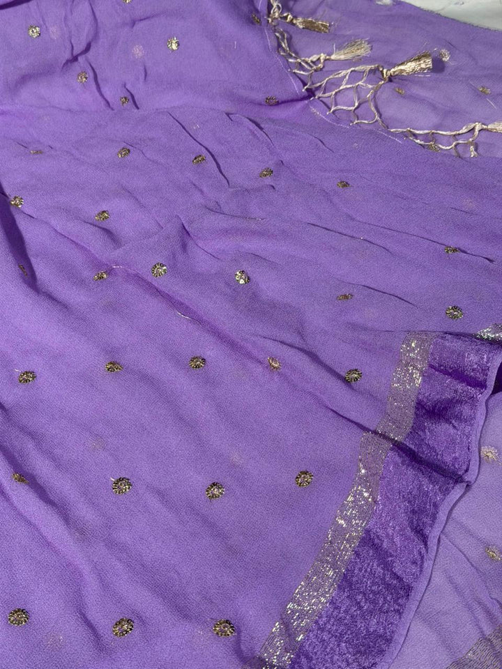 Light Lavender Soft Viscose Georgette Embroidered Saree