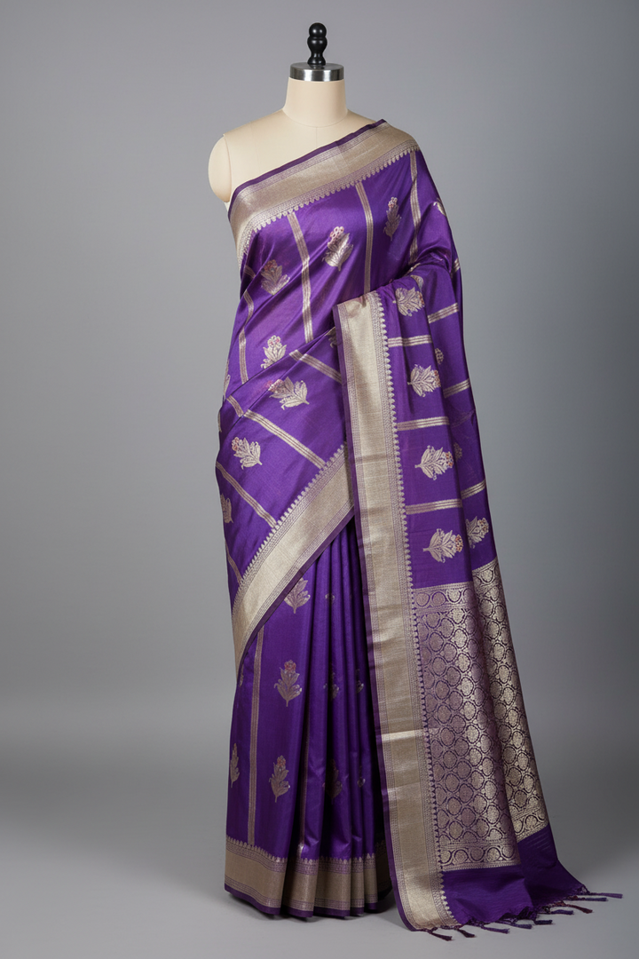 Light Purple Traditional Chinia Silk Banarasi Saree