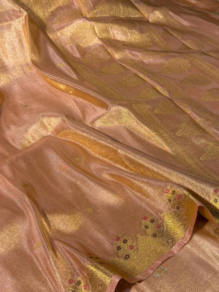Mauve Pink Breathable Soft Tissue Silk Banarasi Saree