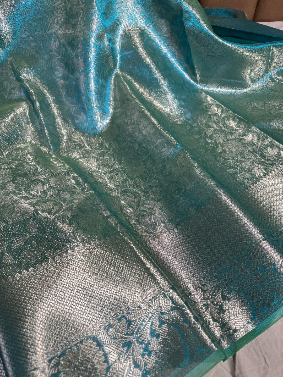Glass Tissue Banarasi saree with Rich Pallu and Blouse