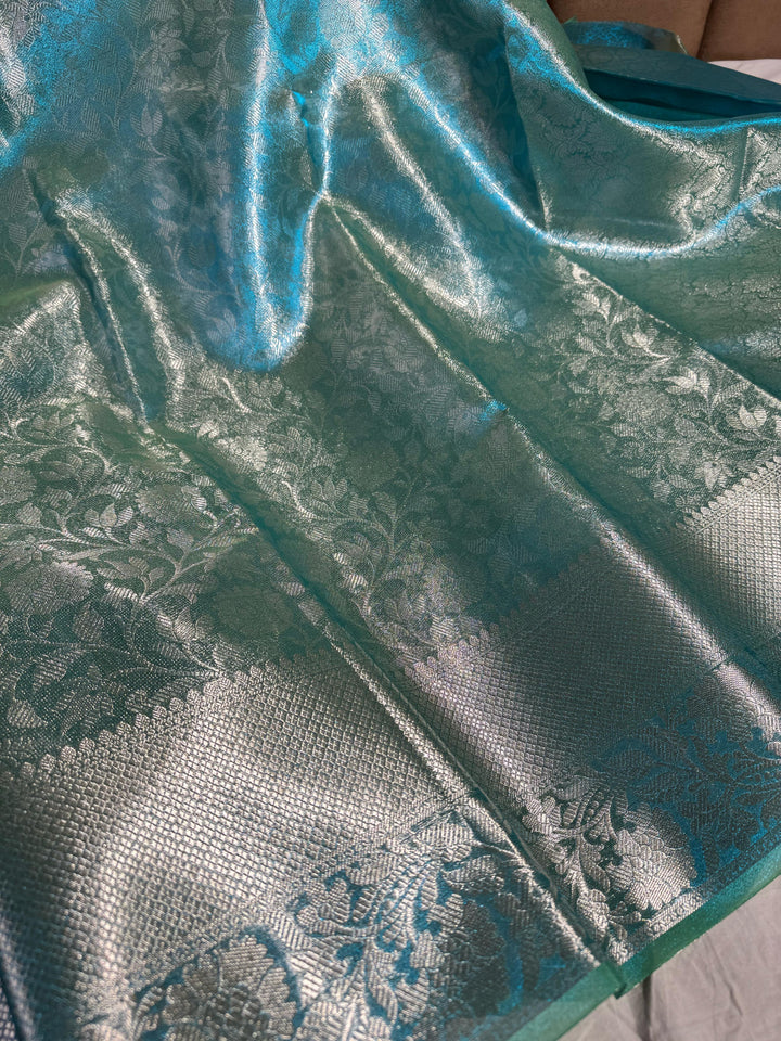 Glass Tissue Banarasi saree with Rich Pallu and Blouse