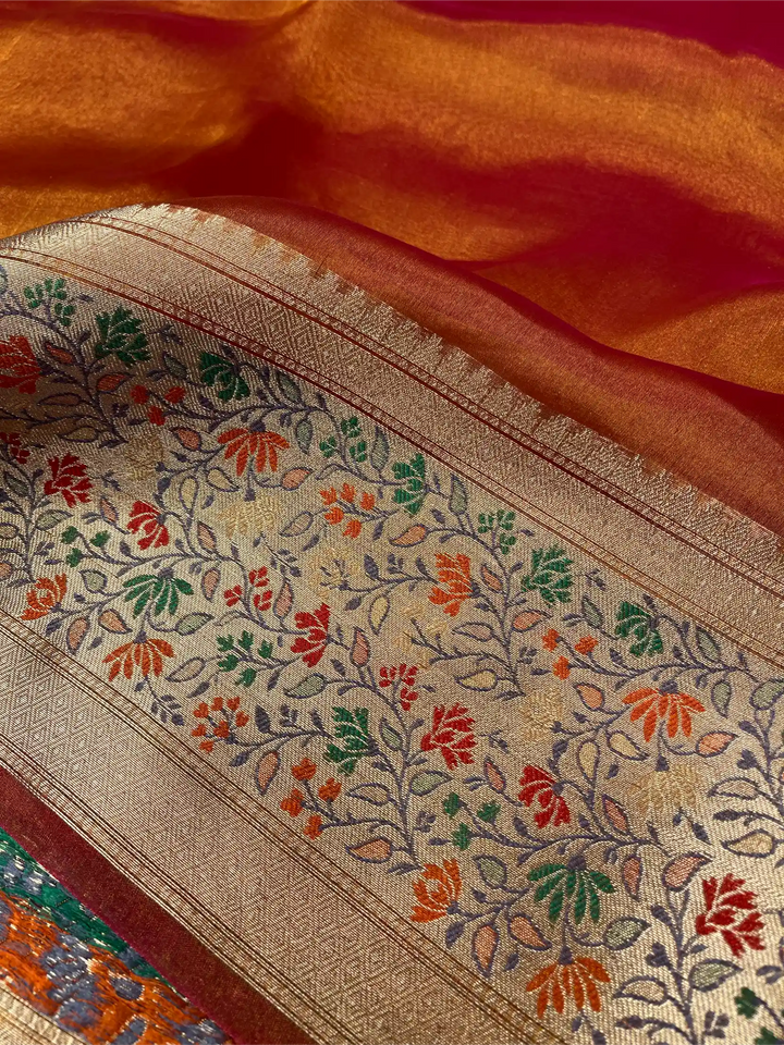 Goldish Mustard Shade Pure Tissue Silk Banarasi Saree