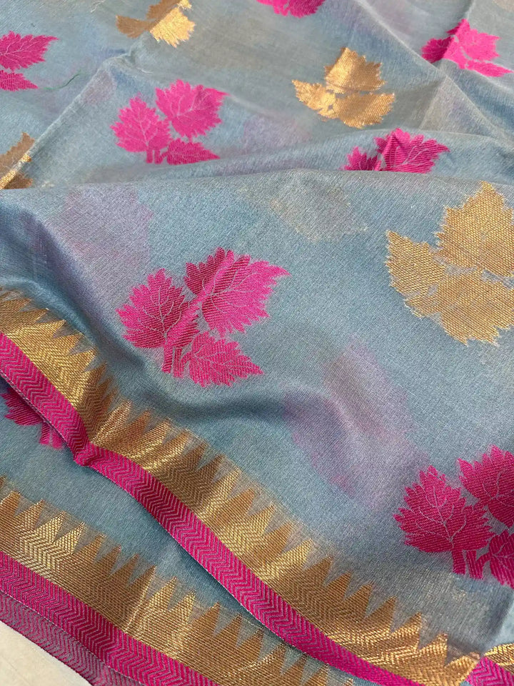 Gray Soft Cotton Silk Banarasi Saree