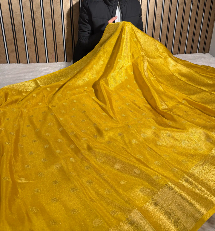 Haldi Yellow Breathable Soft Tissue Silk Banarasi Saree 