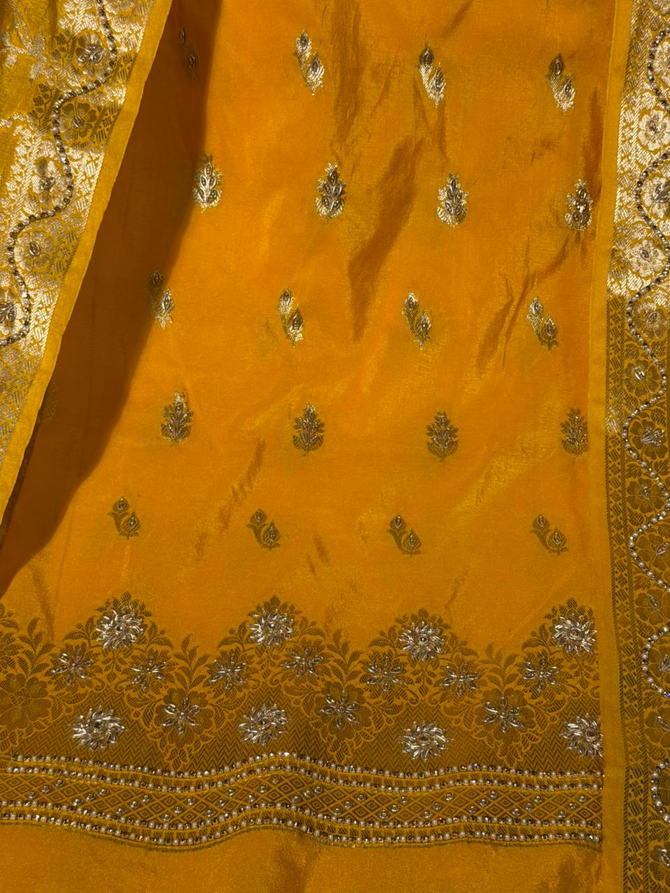Haldi Special Yellow Chinia Silk Premium Handwork Suit