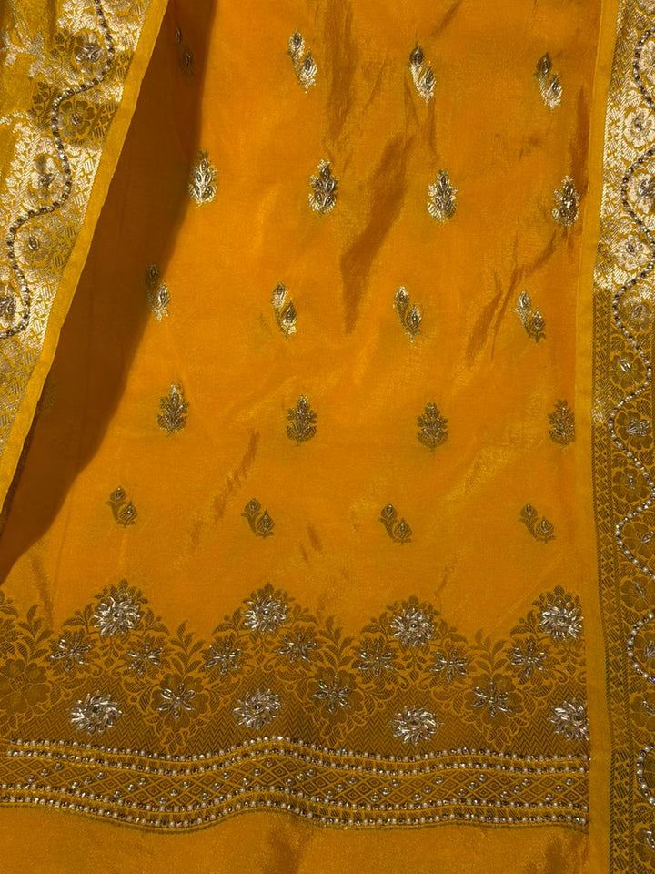 Haldi Special Yellow Chinia Silk Premium Handwork Suit