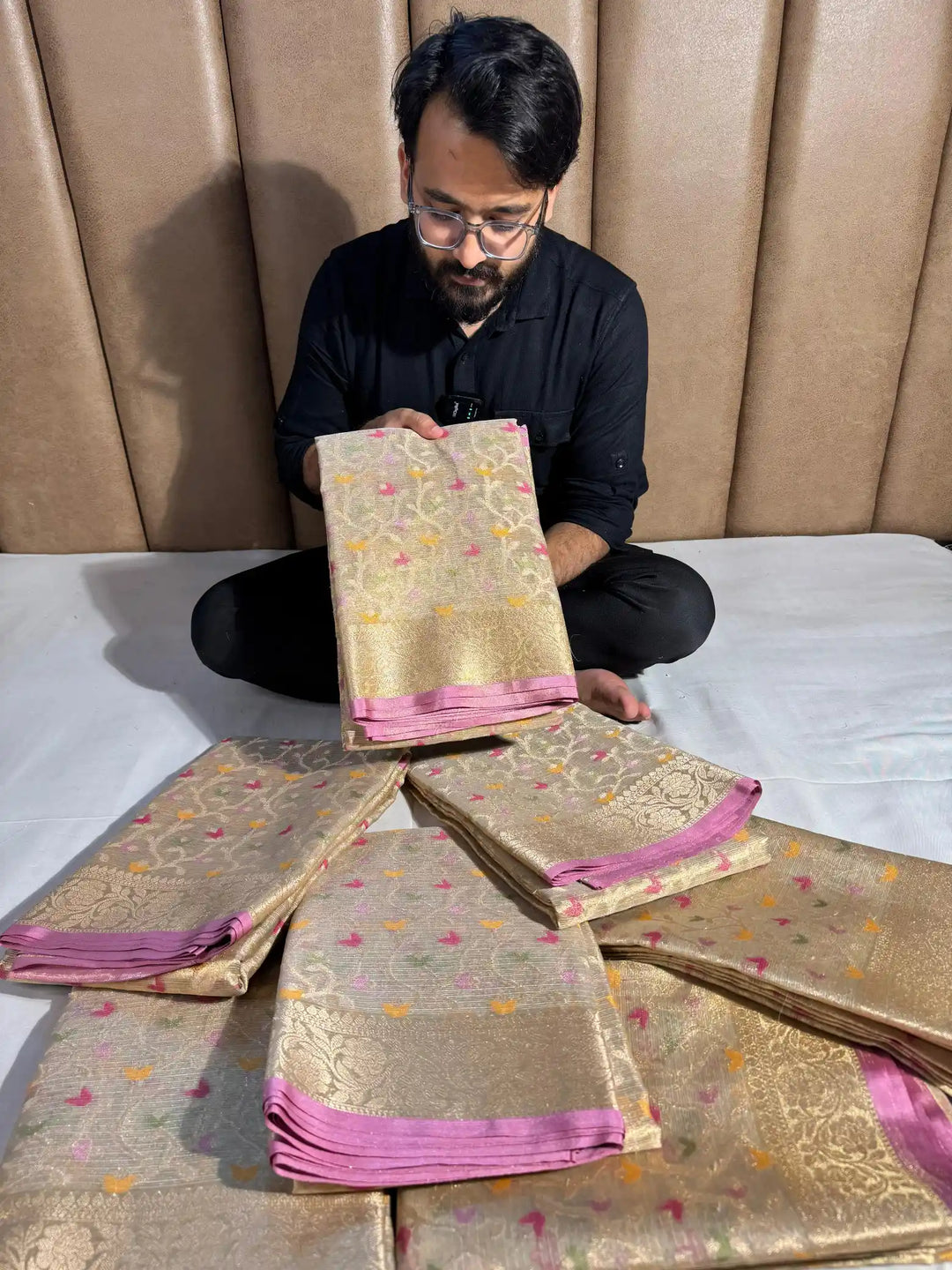 Handloom inspired premium lightweight tissue kota silk saree with meenakari work