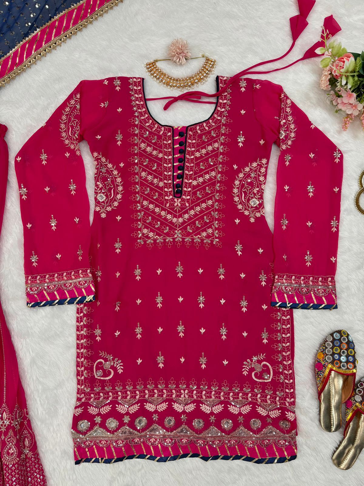 Heavy Pakistani Style Faux Georgette Suit with lace work