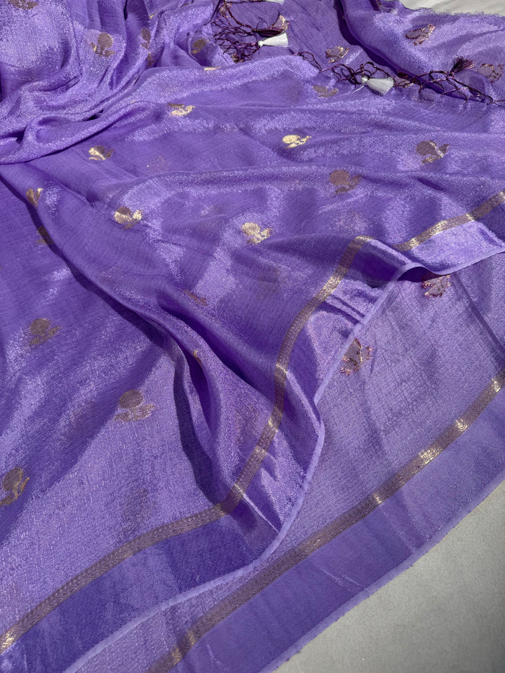 Bright Baby Lavandar Premium Viscose Georgette Banarasi Saree