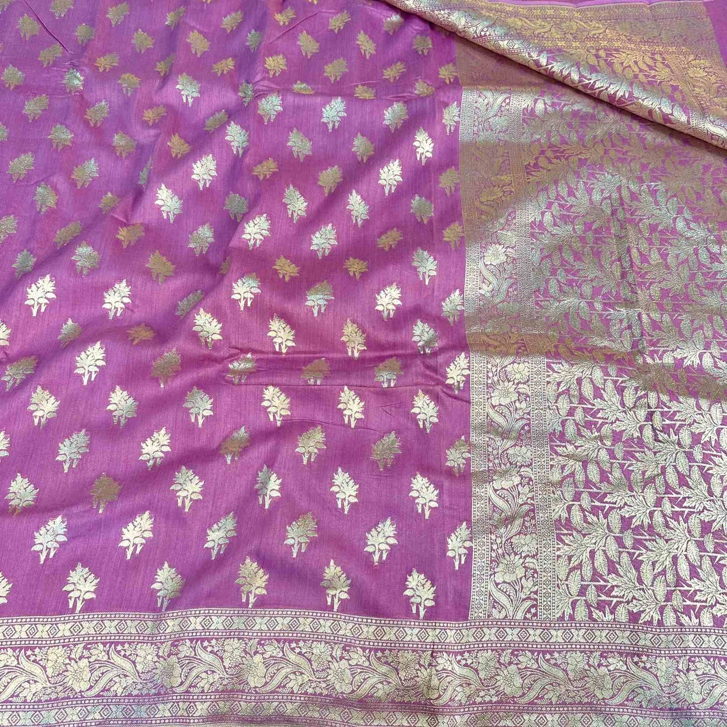 Lavender Shade Pure Munga Silk Saree