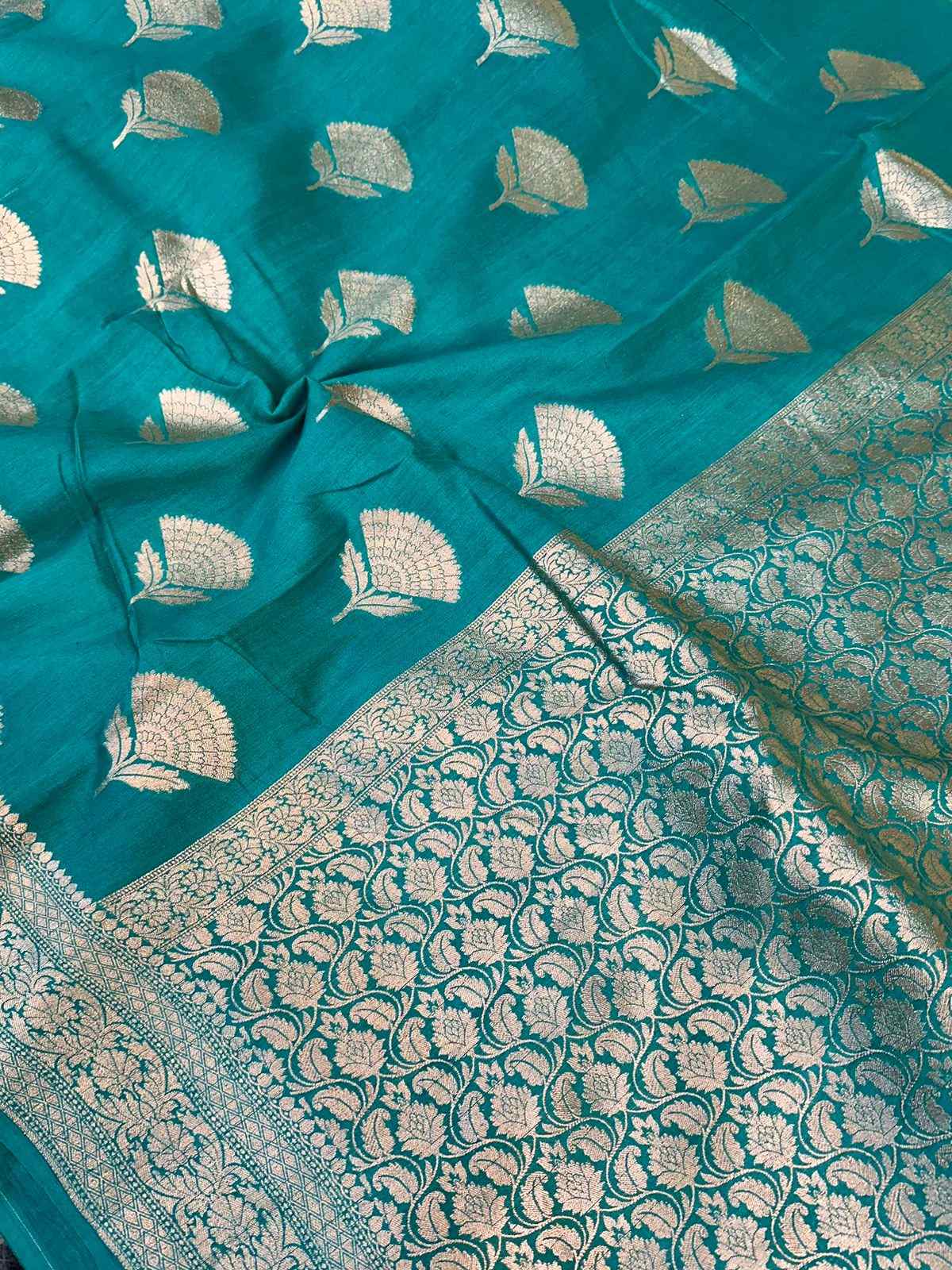 Sea Green Shade Pure Munga Silk Saree