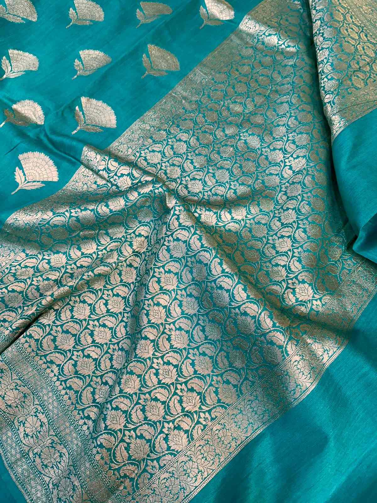 Sea Green Shade Pure Munga Silk Saree