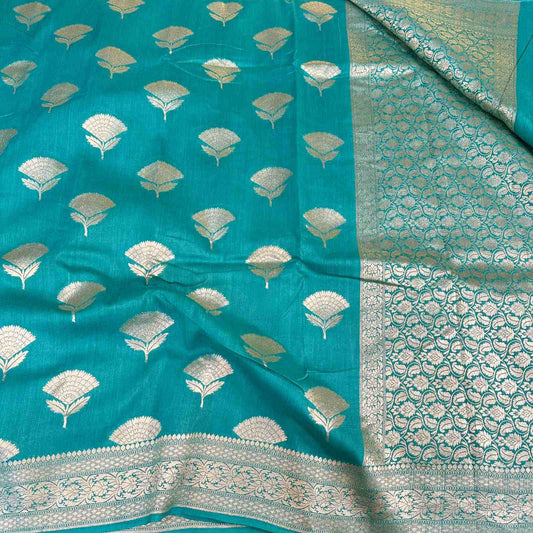 Sea Green Shade Pure Munga Silk Saree