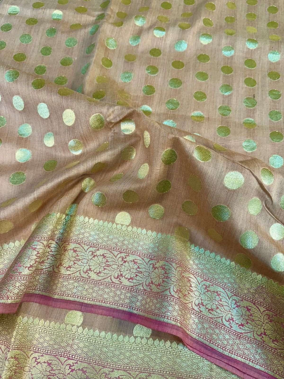 Light Peach Shade Pure Munga Silk Saree