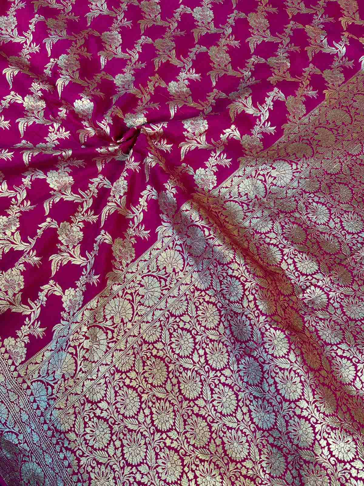 Rani Pink Shade Pure Munga Silk Saree