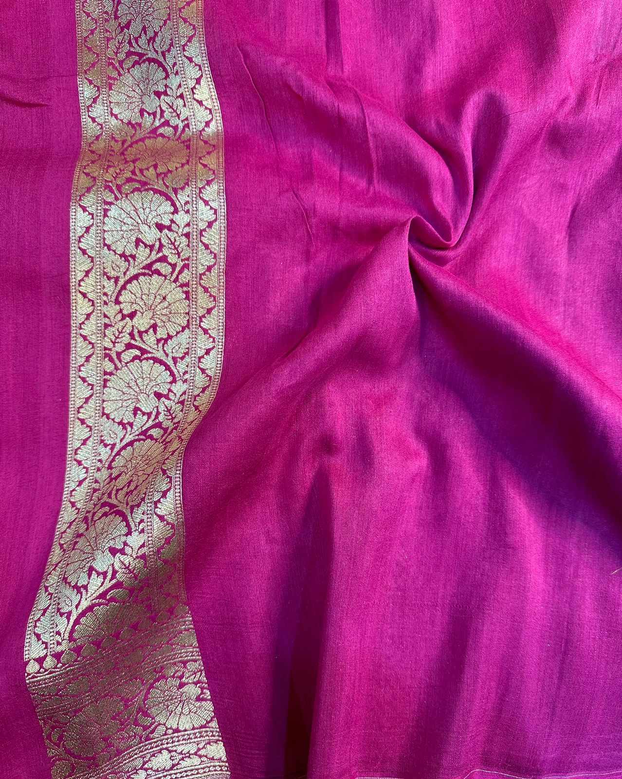 Rani Pink Shade Pure Munga Silk Saree