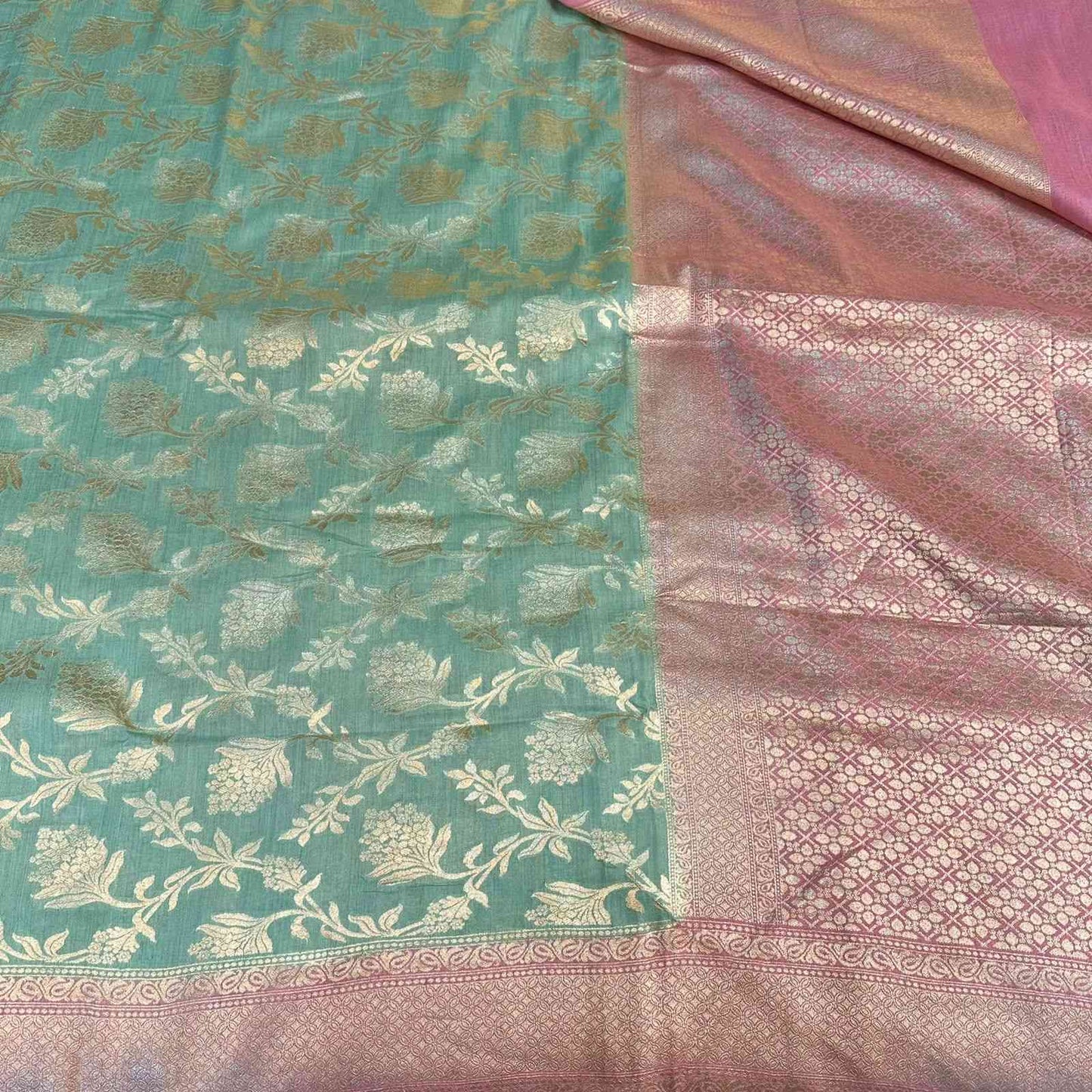 Sea Green Shade Pure Munga Silk Saree