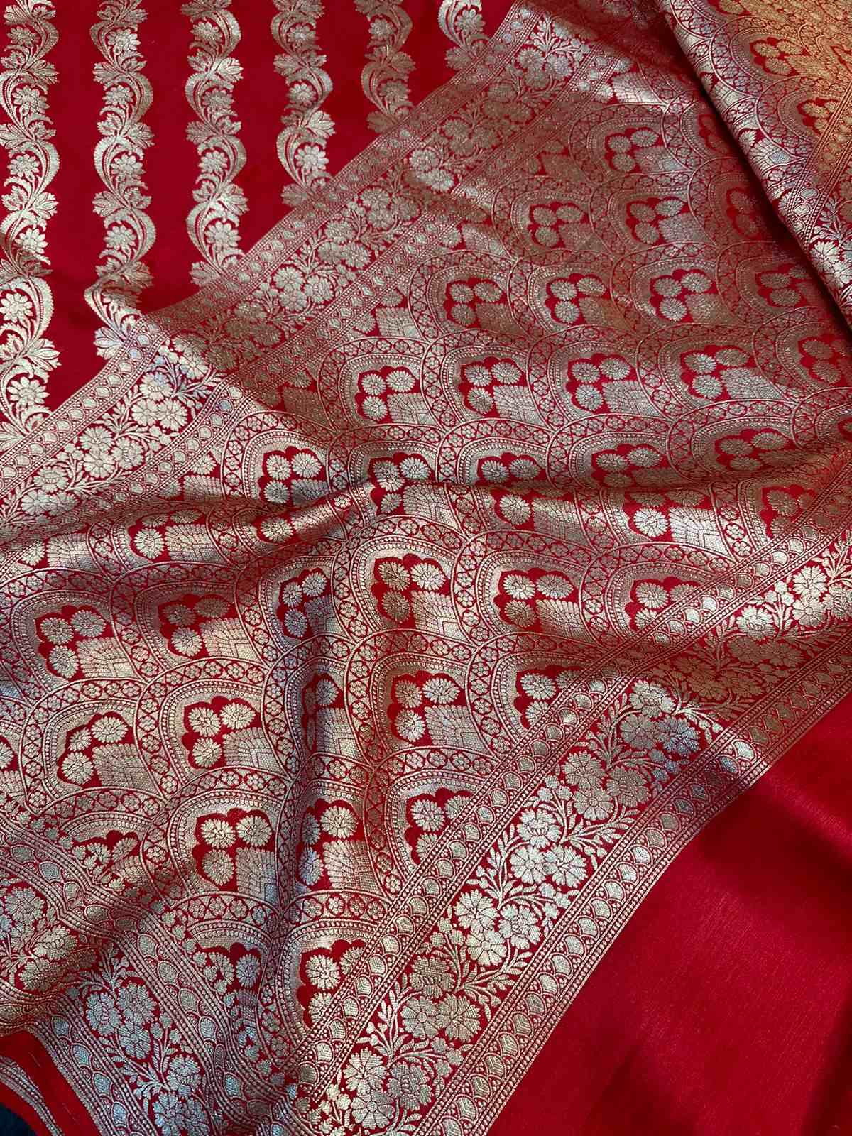 Bright Red Shade Pure Munga Silk Saree