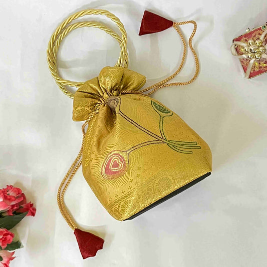 Gold Elegant Banarasi Potli  Bags