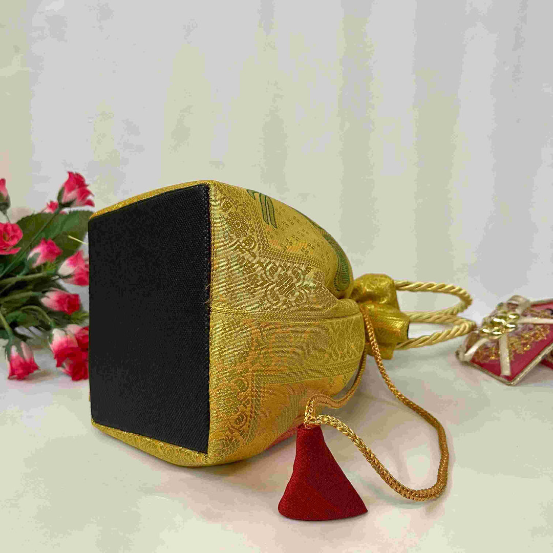 Gold Elegant Banarasi Potli  Bags