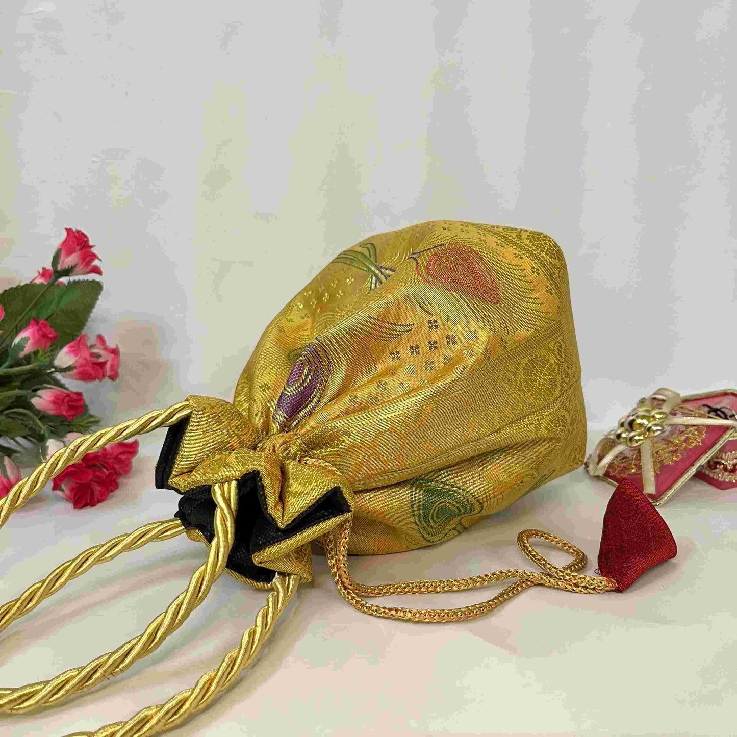 Gold Elegant Banarasi Potli  Bags