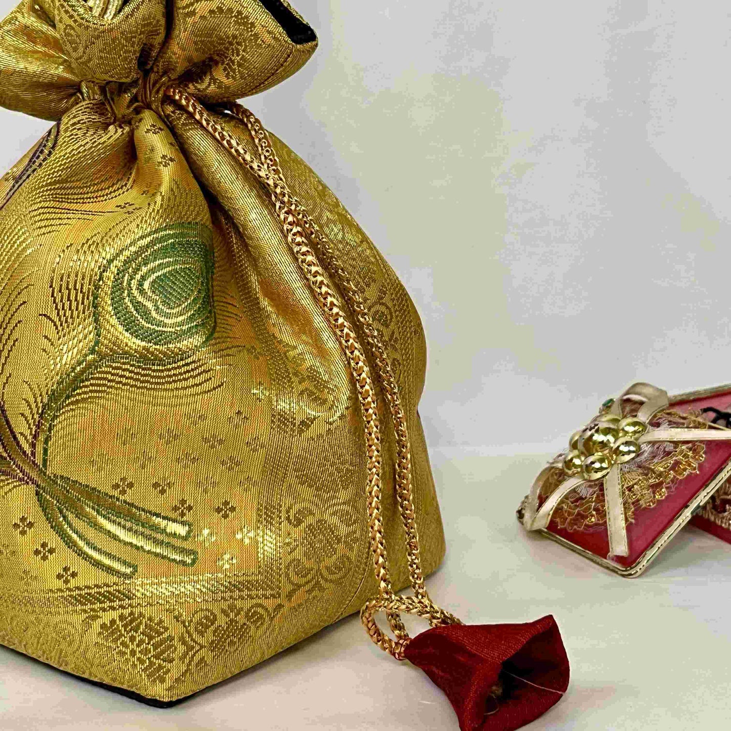 Gold Elegant Banarasi Potli  Bags