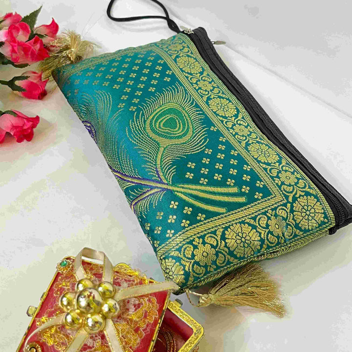 Bottle Green Exclusive Handmade Banarasi Women Wallets